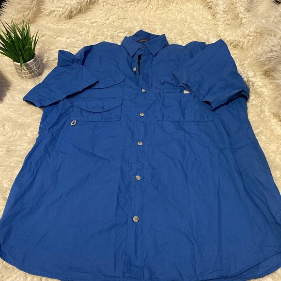 Columbia PFG Bahama II UPF 30 Short Sleeve Fishing Shirt Bonehead blue vented - Picture 11 of 15